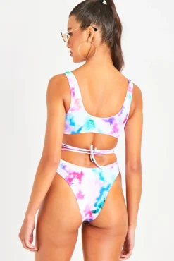Tasha Multi Tie Dye Tie Front Bikini Set^Missy Empire Flash Sale