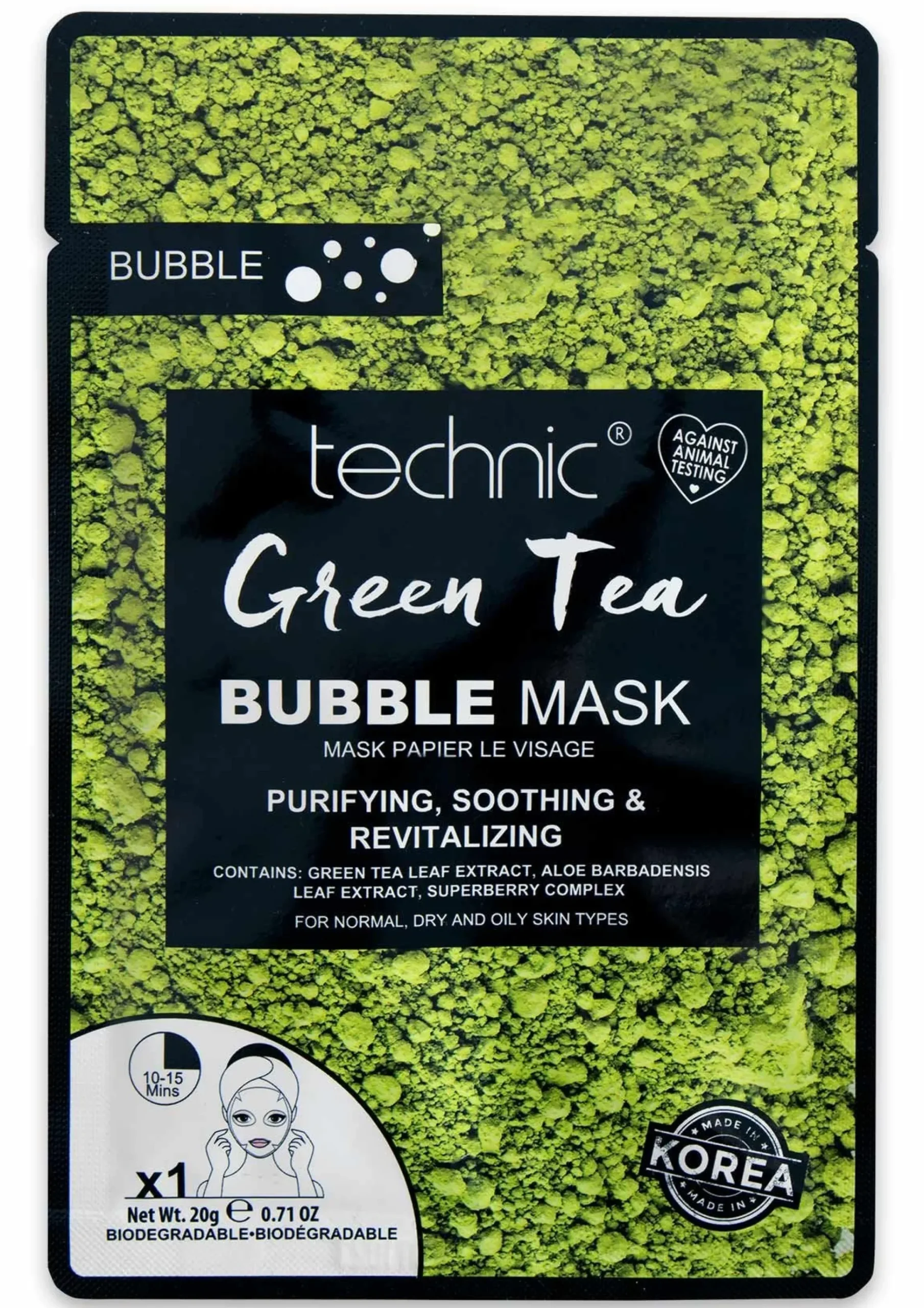 Clearance Technic Green Tea Bubble Face Mask Women Beauty