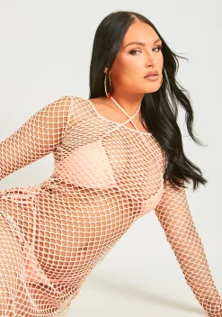 Cheap Tianna Nude Crochet Knit Maxi Beach Dress Women Dresses
