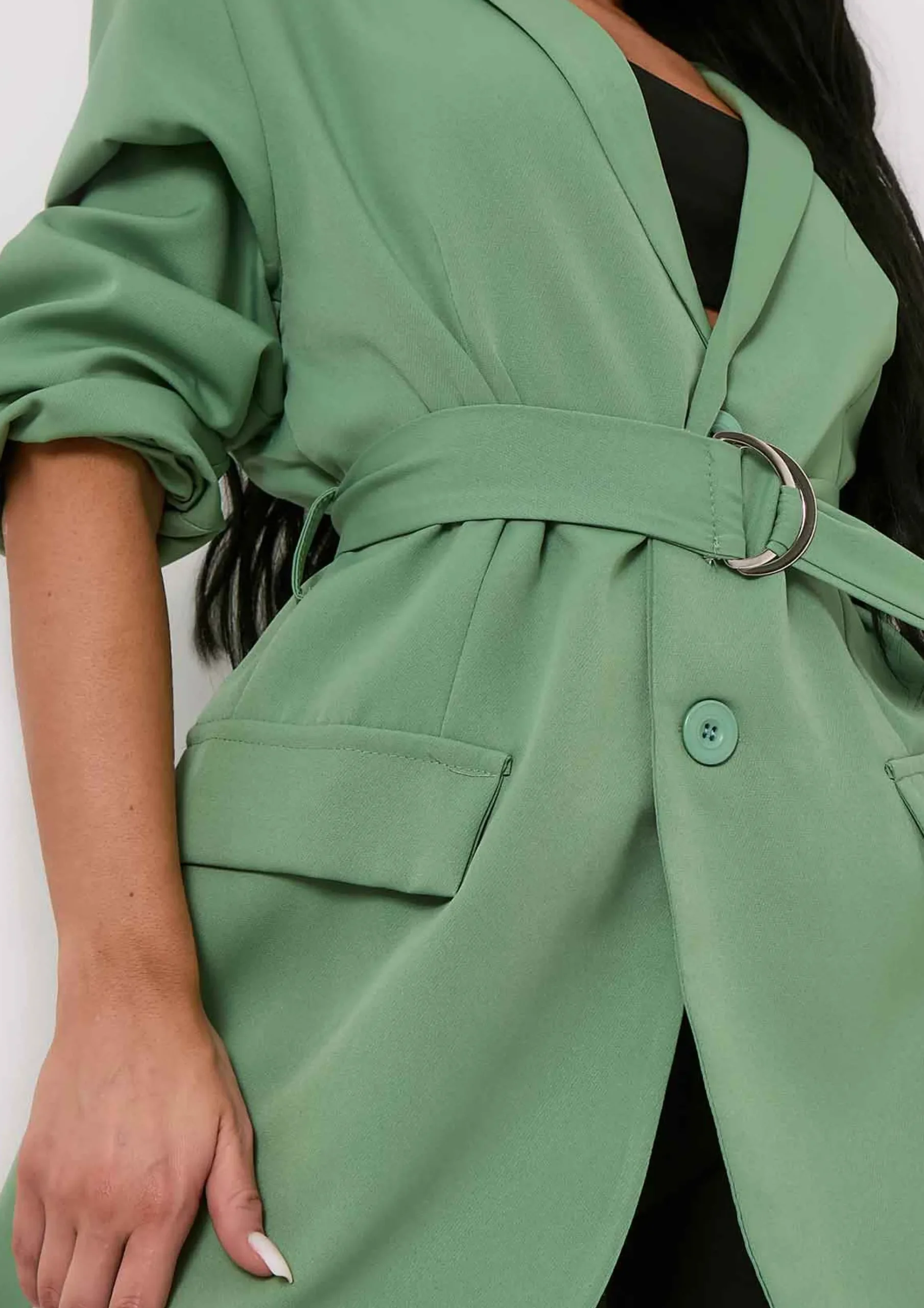 Tia Olive Green Oversized Belted Blazer^Missy Empire Best Sale