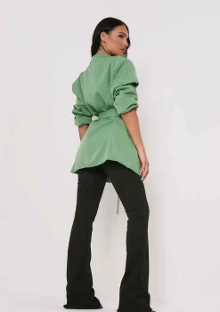 Tia Olive Green Oversized Belted Blazer^Missy Empire Best Sale