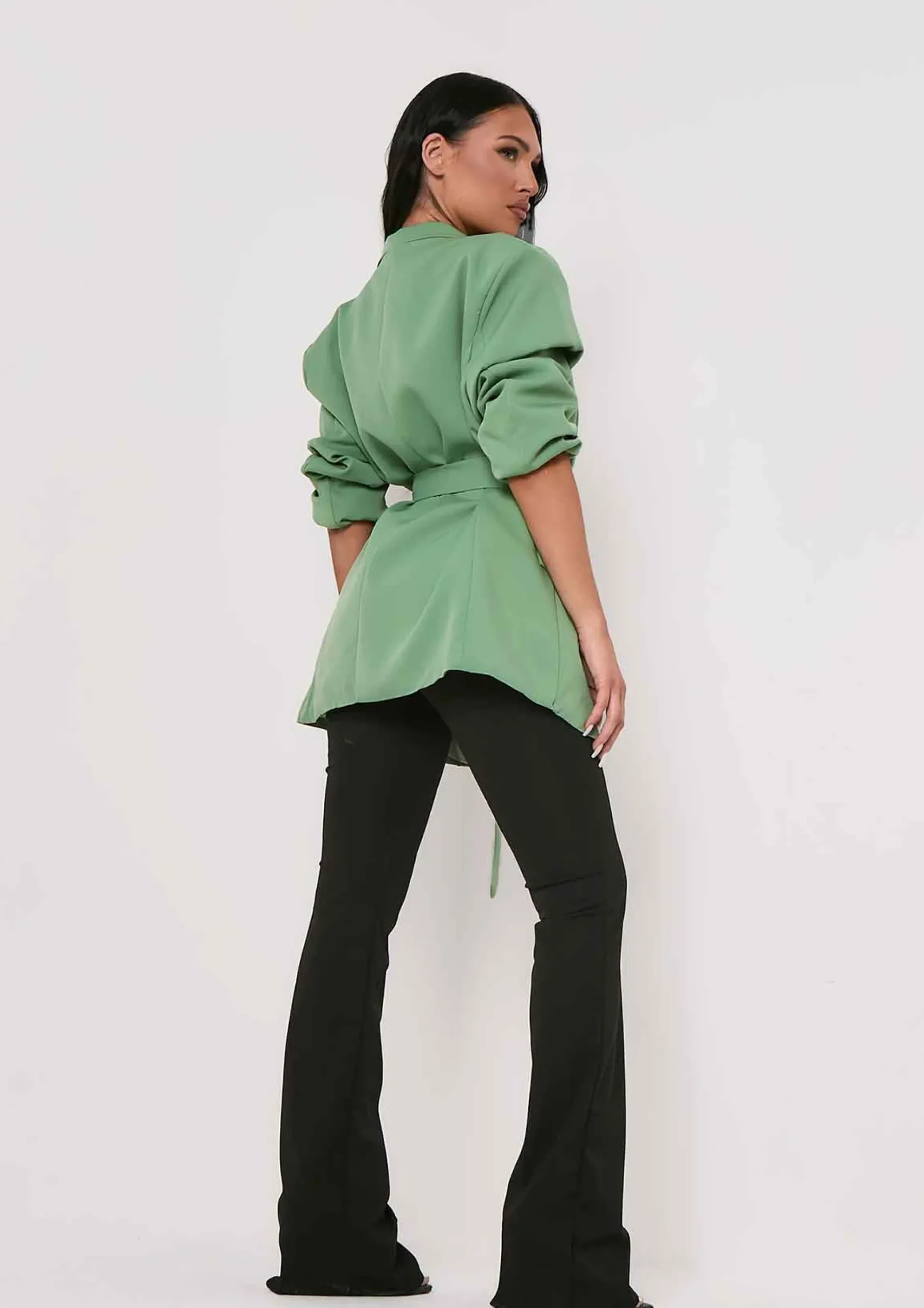 Tia Olive Green Oversized Belted Blazer^Missy Empire Best Sale