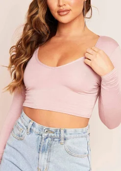 Best Sale Tilda Rose Basic Jersey V Plunge Crop Top Women Basics