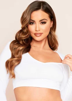 Sale Tilda White Basic Jersey V Plunge Crop Top Women Basics