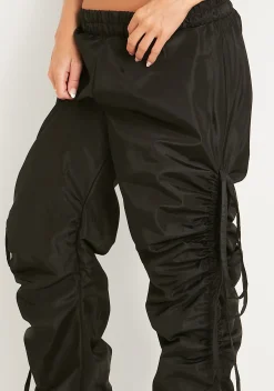New Toyah Black Ruched Toggle Hem Cargo Trouser Women Trousers