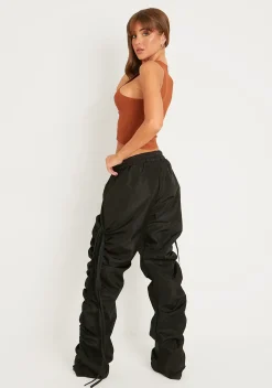 New Toyah Black Ruched Toggle Hem Cargo Trouser Women Trousers