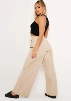 Hot Tyra Beige Wide Leg Trousers Women Trousers
