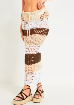 Valentina Multi Crochet Panelled Maxi Skirt^Missy Empire Shop