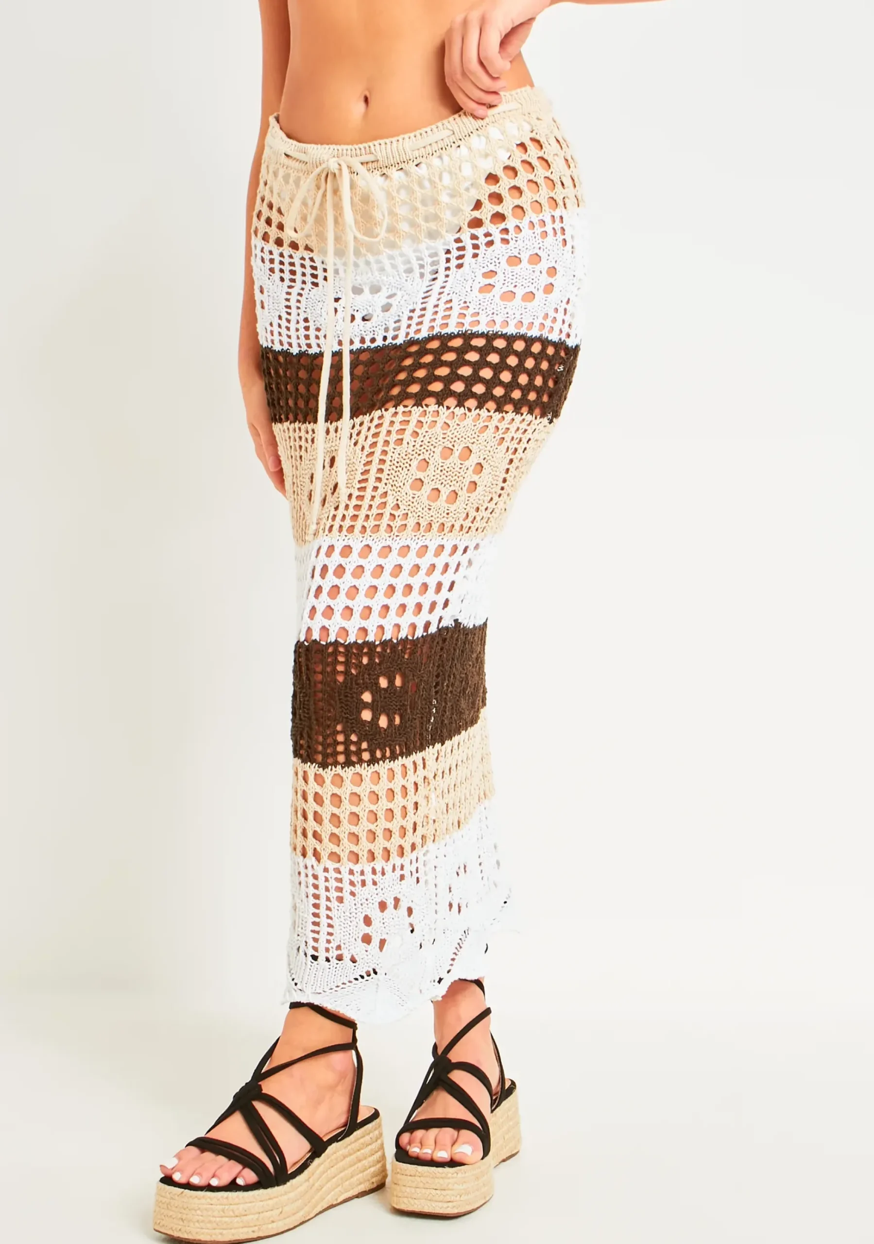 Valentina Multi Crochet Panelled Maxi Skirt^Missy Empire Shop