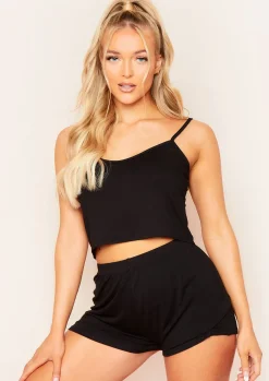 Outlet Vanessa Black Shorts And Top Pj Set Women Nightwear