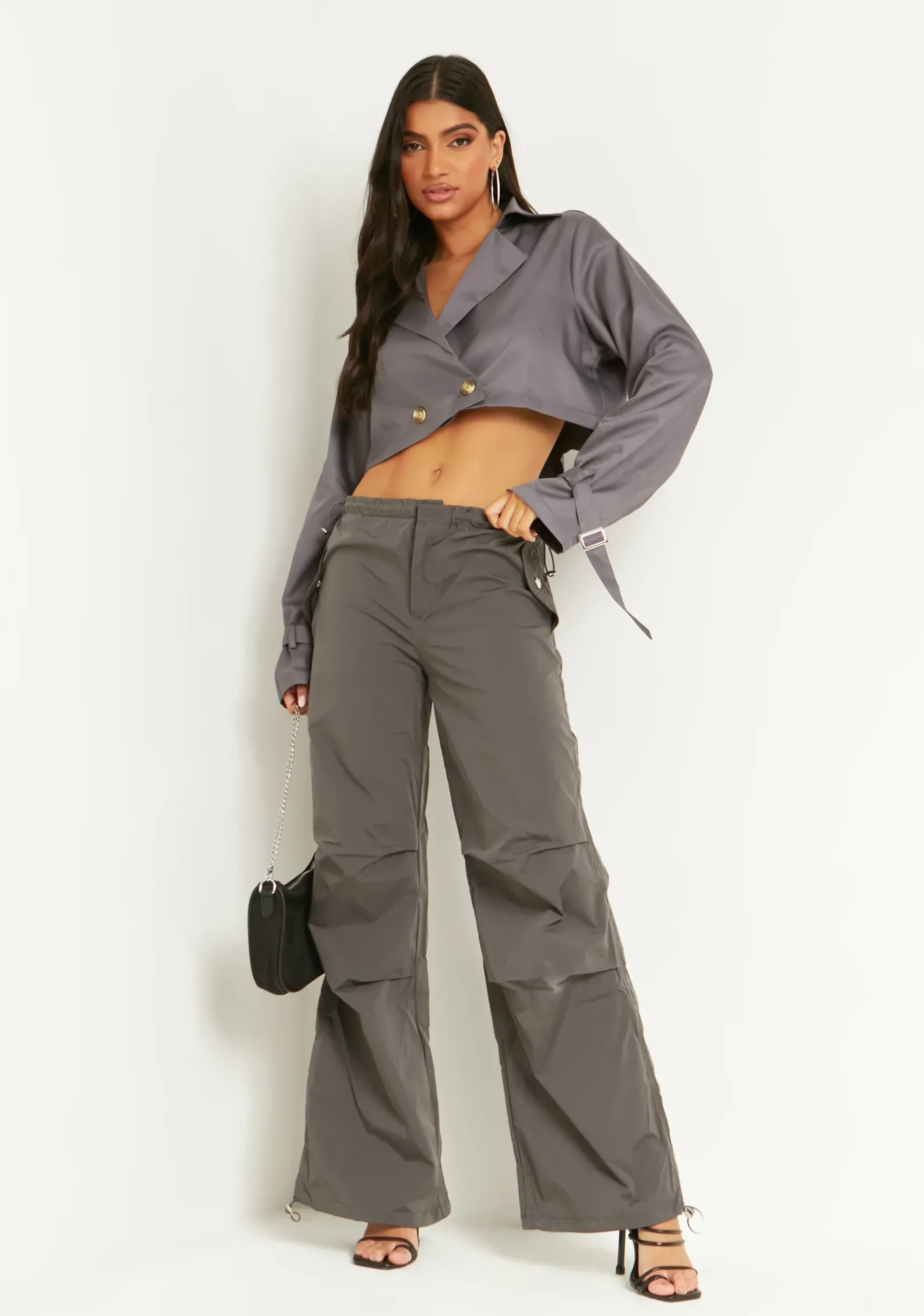Vera Grey Oversized Crop Trench^Missy Empire Shop
