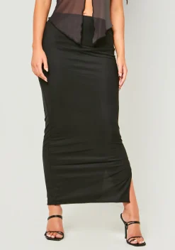 Vienna Black Overlay Low Rise Maxi Skirt^Missy Empire Hot
