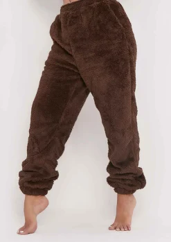 Online Yasmine Chocolate Fluffy Teddy Borg Casual Oversized Joggers Women Nightwear