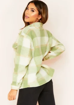 Yolanda Green Check Wool Blend Oversized Shacket^Missy Empire Store