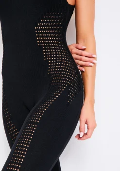 Clearance Zahra Black Contour Effect Knit Jumpsuit Women Jumpsuits & Playsuits