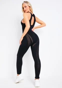 Clearance Zahra Black Contour Effect Knit Jumpsuit Women Jumpsuits & Playsuits