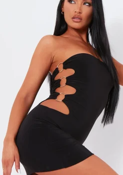 Outlet Zaira Black Bandeau Dress With Ring Cut Out Women Dresses