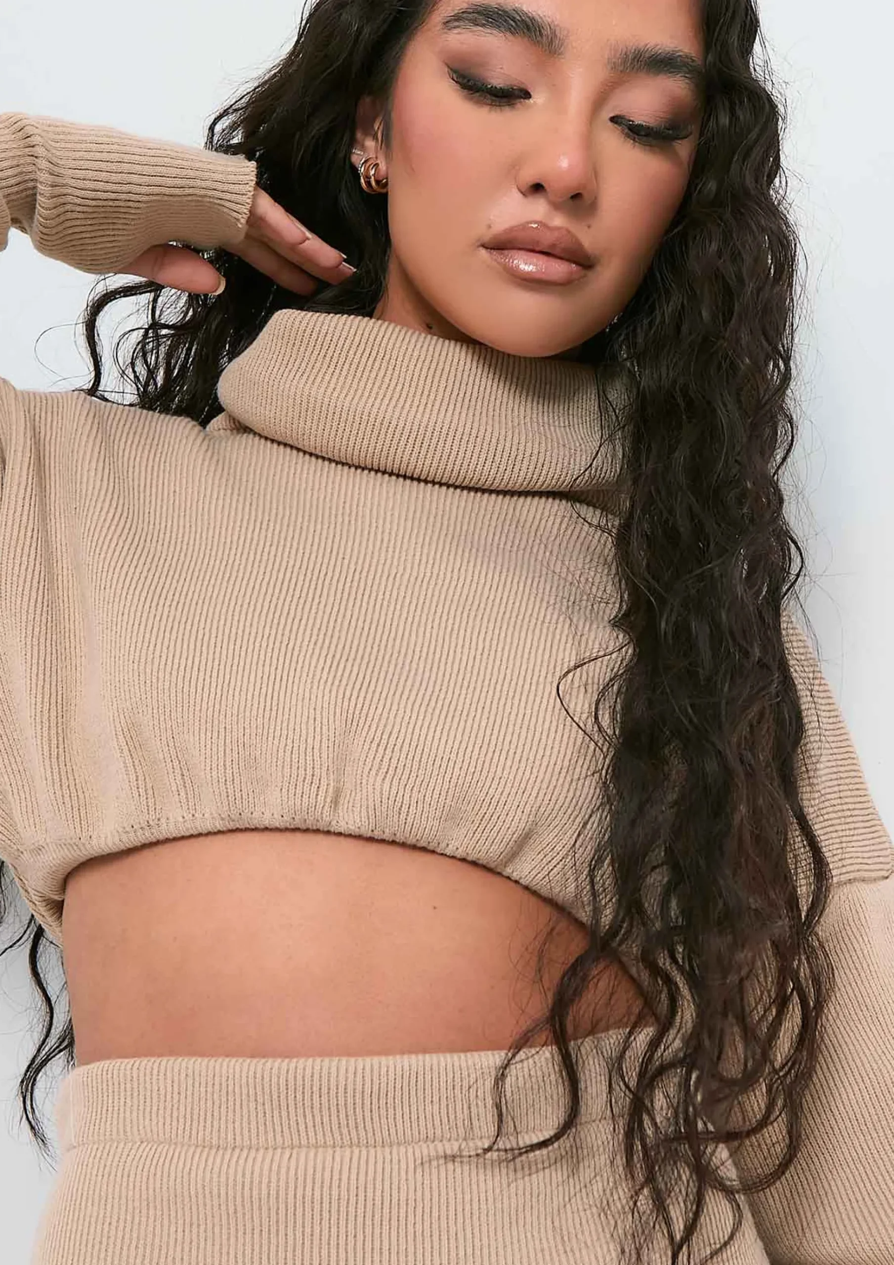 Zara Beige Knitted Mini Skirt Co-Ord^Missy Empire Outlet