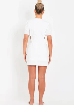 Cheap Zaralina White Cut Out Puff Sleeve Mini Dress Women Dresses