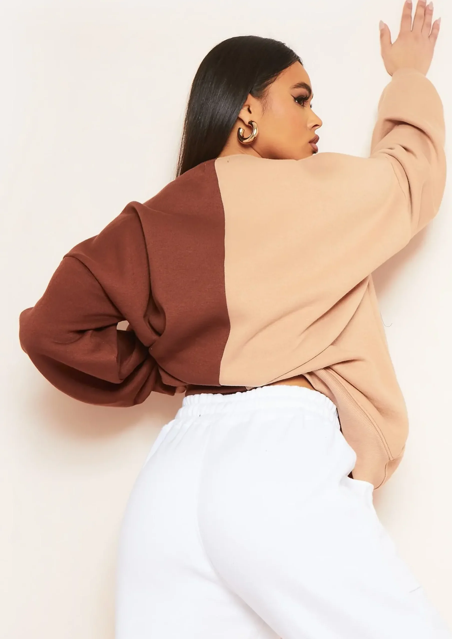 Zee Brown Spliced St Moritz Slogan Oversized Sweatshirt^Missy Empire Sale