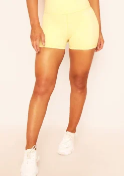 Cheap Zoey Yellow Missy Sport High Waist Gym Shorts Women Shorts