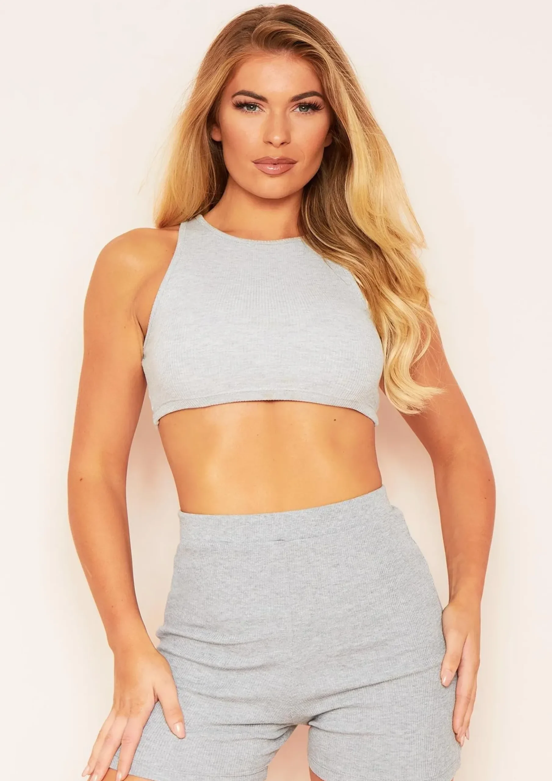 Zuri Grey Ribbed Race Crop Top^Missy Empire Store