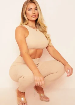 Zuri Nude Ribbed Race Crop Top^Missy Empire Sale
